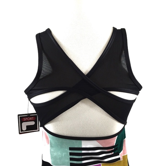 Fila Sport Crisscross Open Back Tank Top Small Geometric Multi-Color - Picture 6 of 7